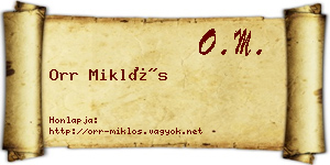 Orr Miklós névjegykártya